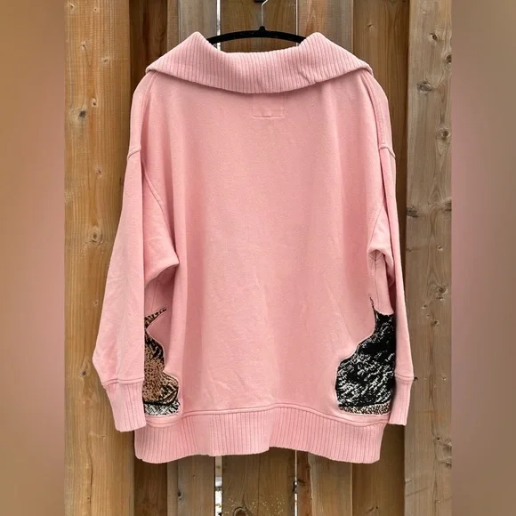AERIE Upcycled Puppy Love Quarter Zip Sweatshirt - Size Medium - Picture 4 of 6